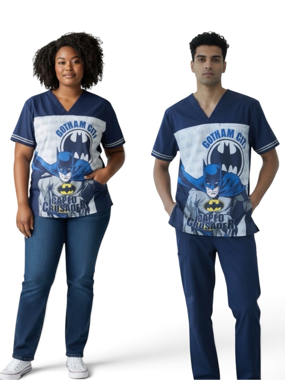NWT Tooniforms Unisex Batman Gotham City Scrub Top Suze Small